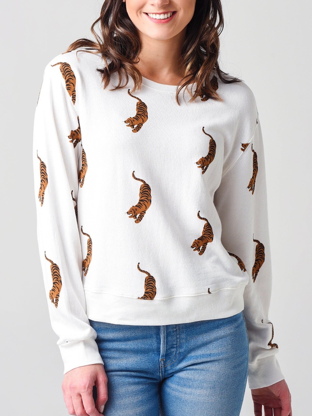 Monrow (Anthropologie) Tiger Novelty Print Sweatshirt XS